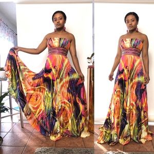 Jovani Prom strapless rainbow colorful formal sz 8